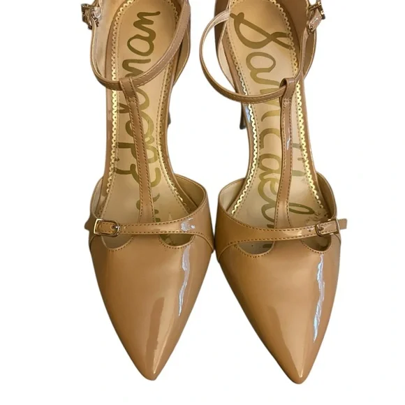 Sam Edelman Nude Patent Leather T-Strap 4” Heels. Size 8.5 - Picture 9 of 10
